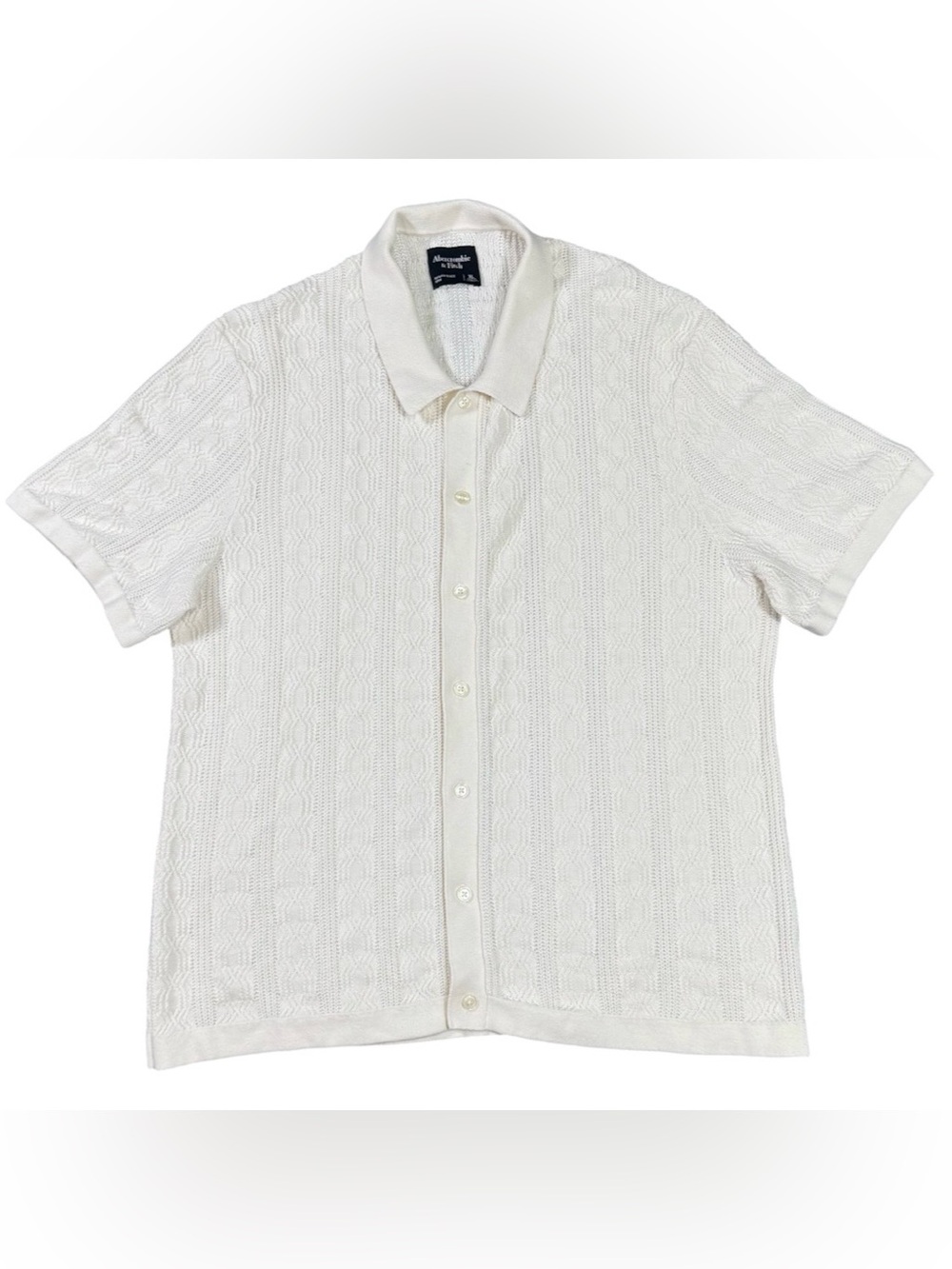 Abercrombie & Fitch Cable Button-Through Sweater Polo Off White Men’s XL Knit